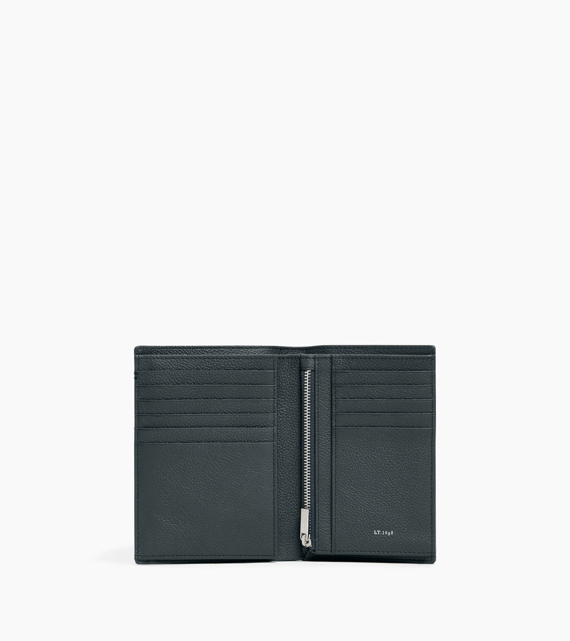 Lucien medium vertical two-fold zipped wallet in grained leather - Image 3
