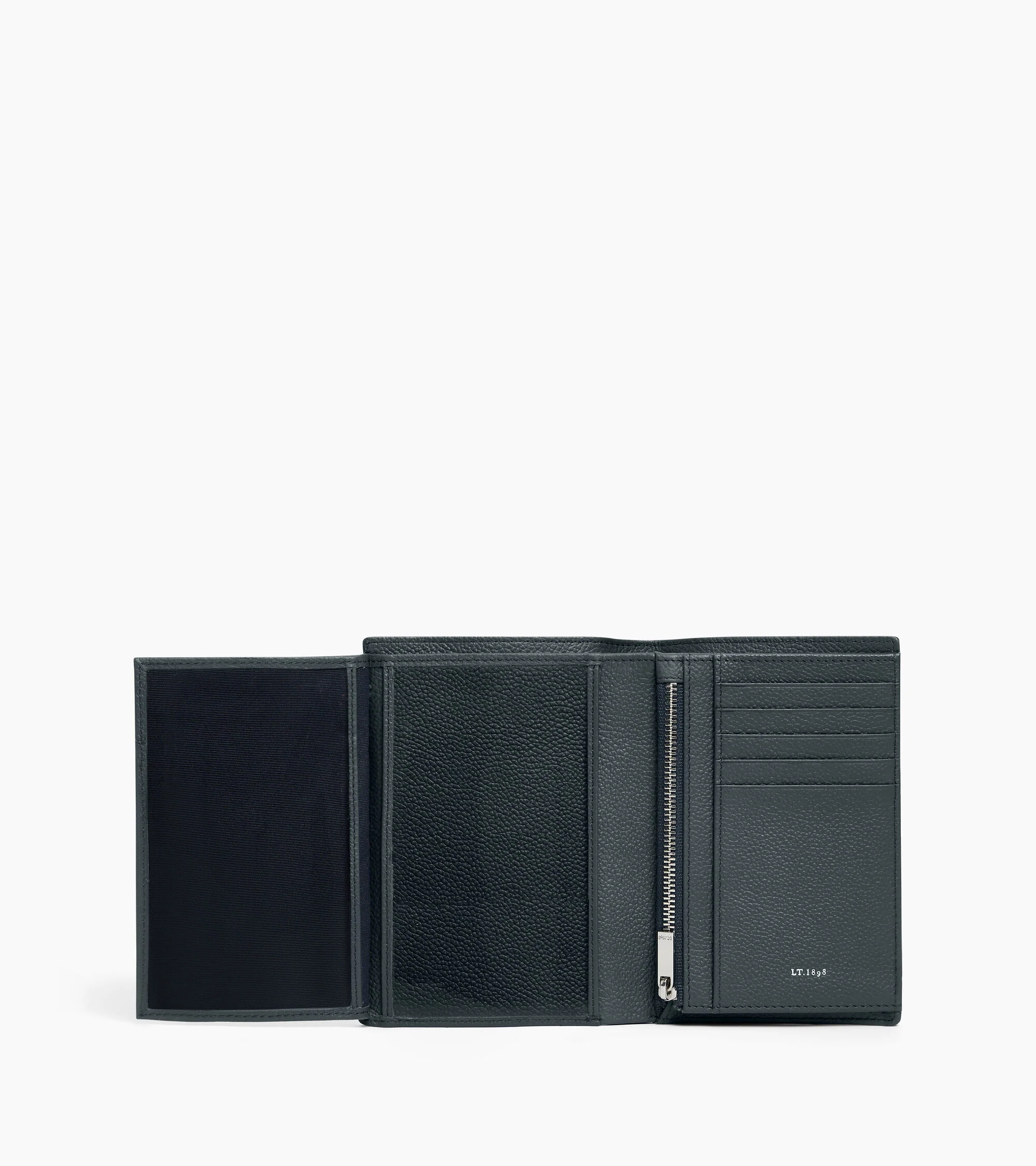 Lucien medium vertical two-fold zipped wallet in grained leather - Image 4