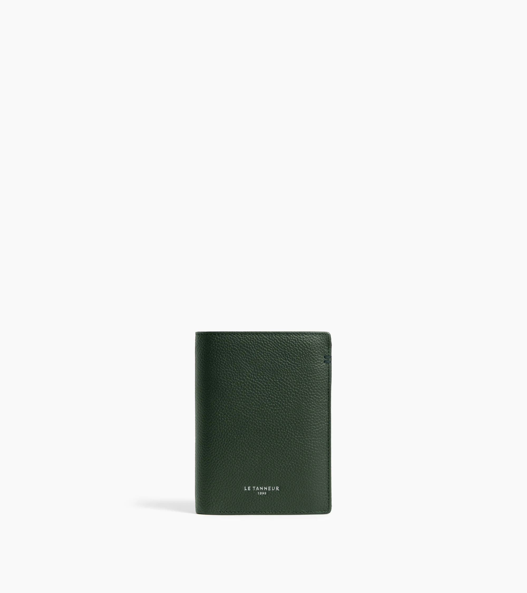 Lucien small vertical two-fold zipped wallet in grained leather