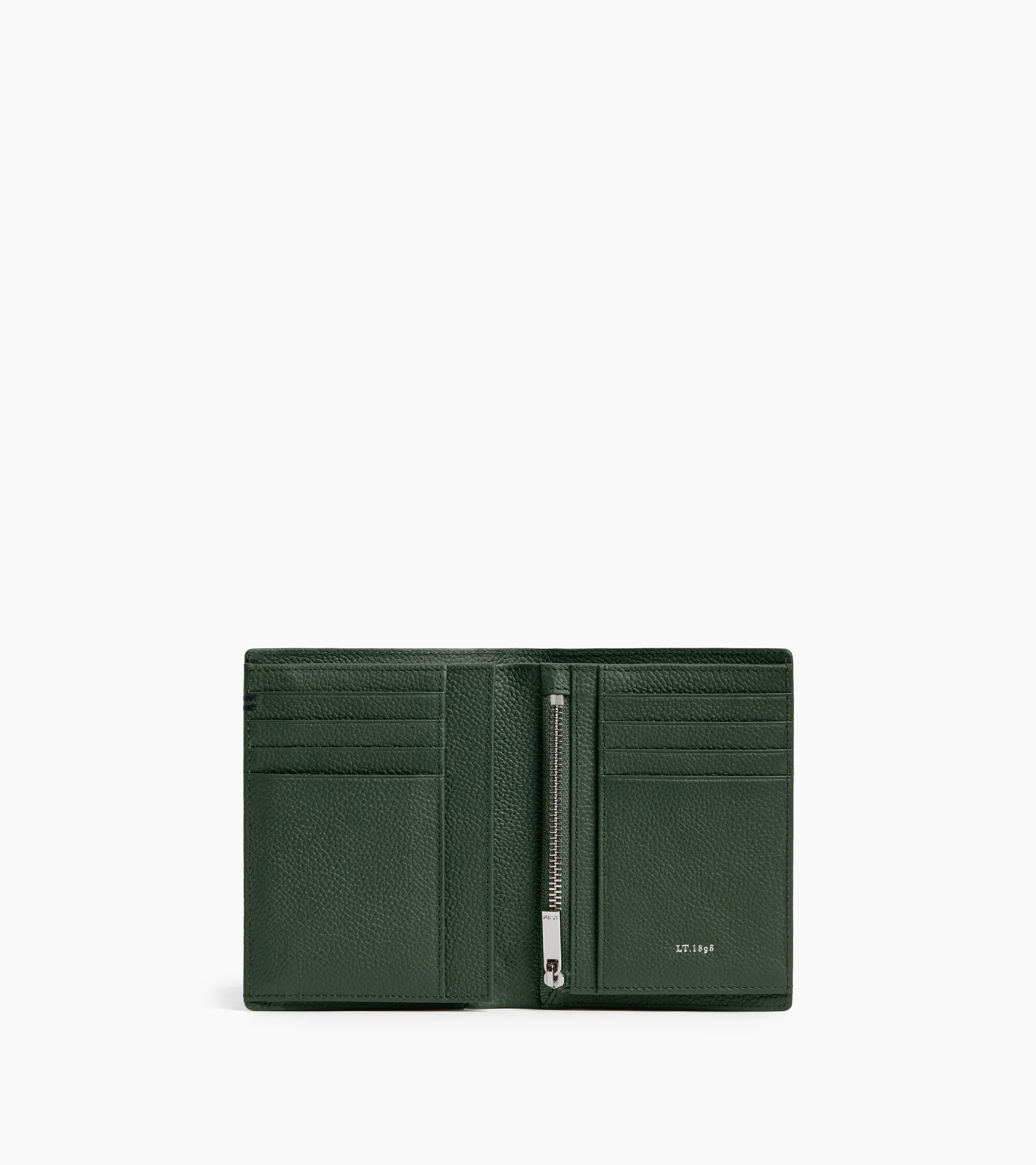 Lucien small vertical two-fold zipped wallet in grained leather - Image 3