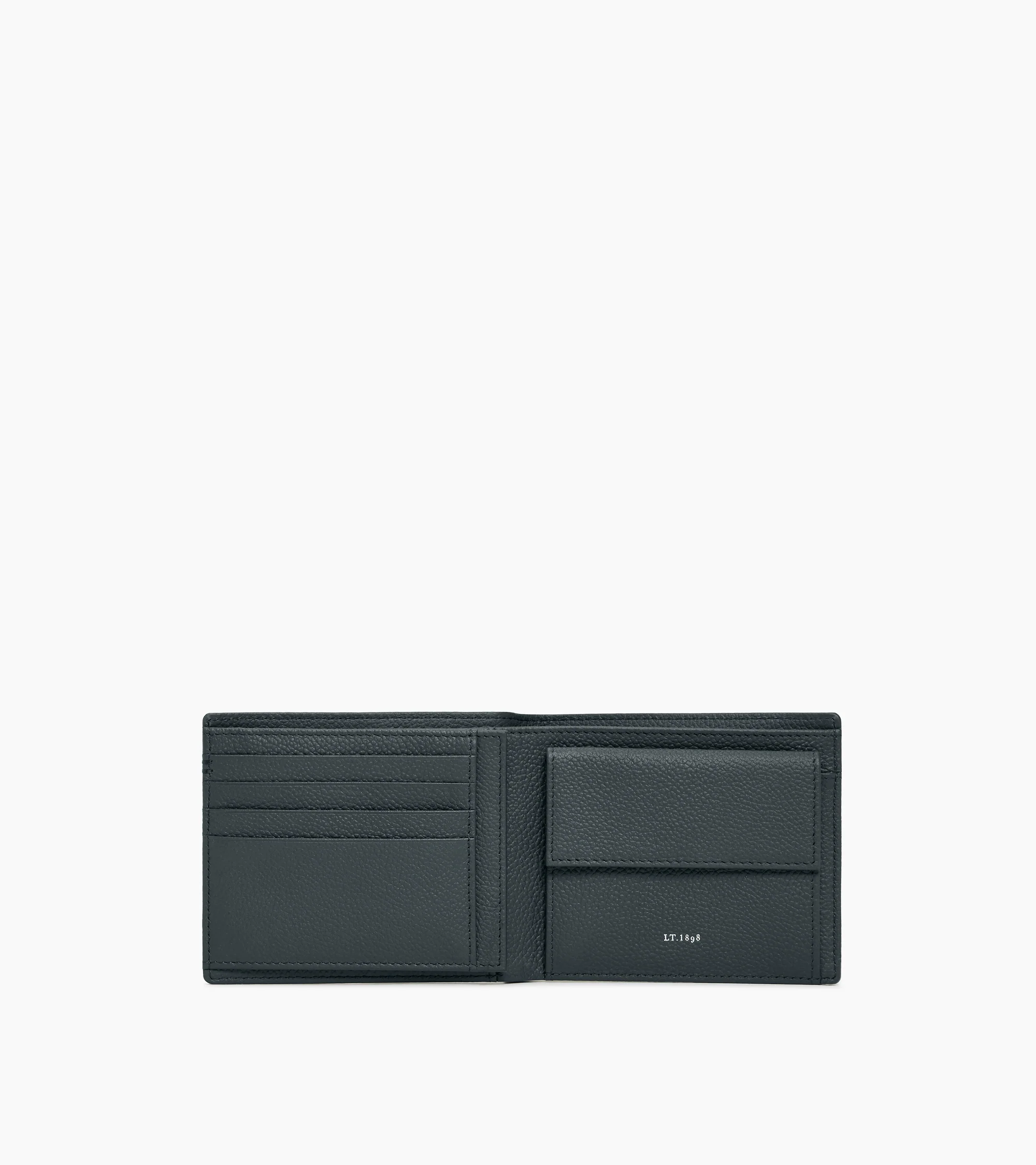 Lucien two-fold wallet with flap in grained leather - Image 3