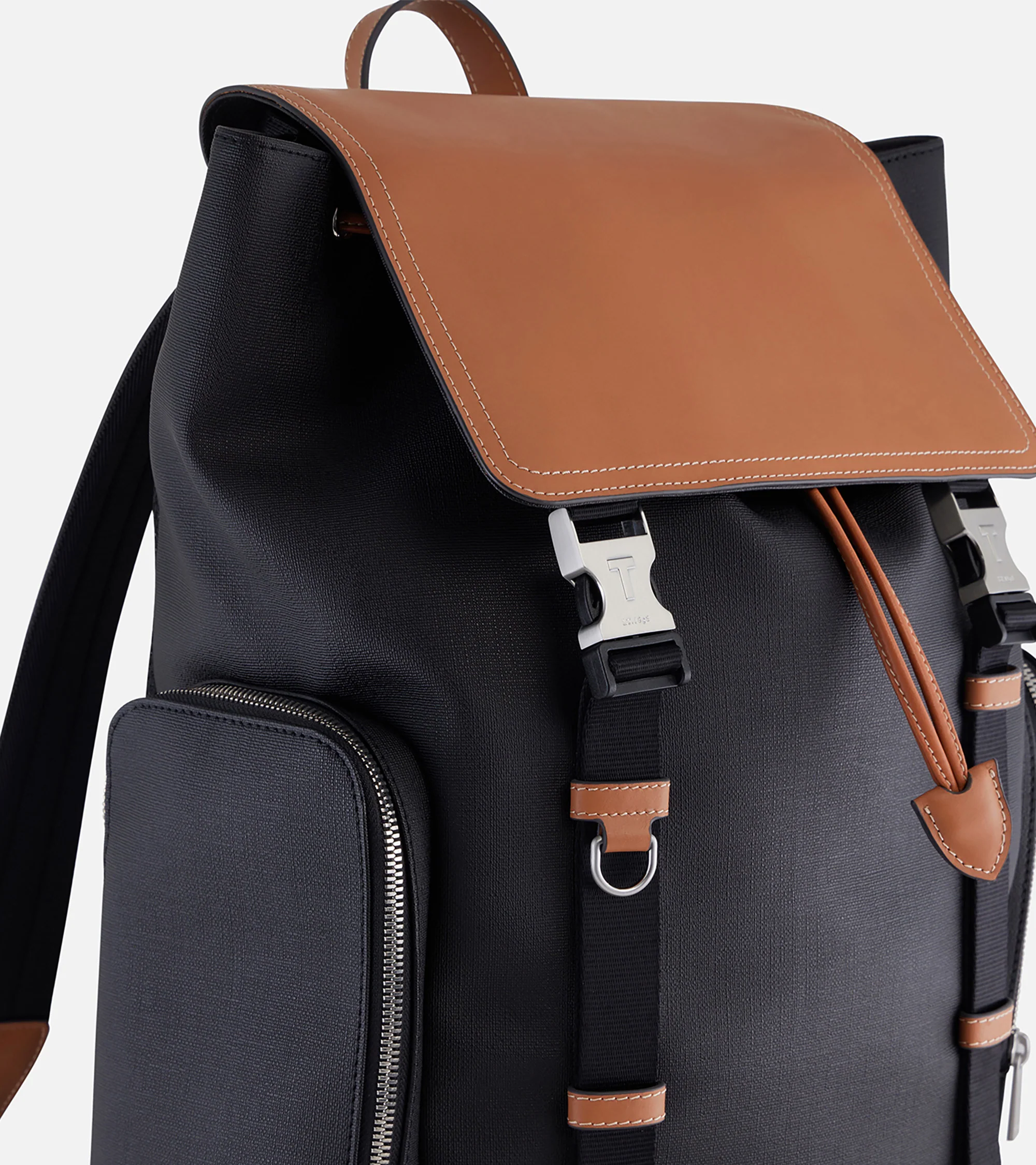 Maurice backpack with flap closure in coated canvas - Image 3