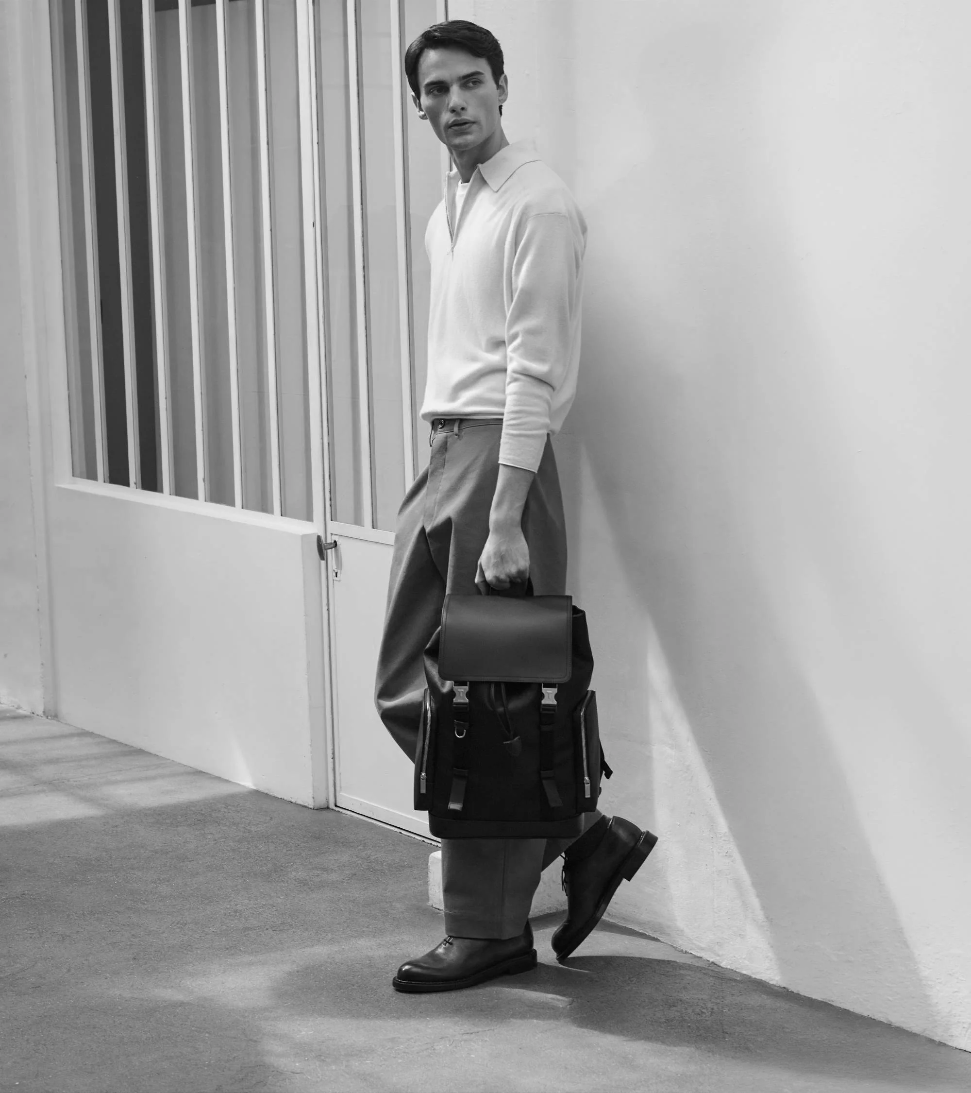 Maurice backpack with flap closure in coated canvas - Image 6