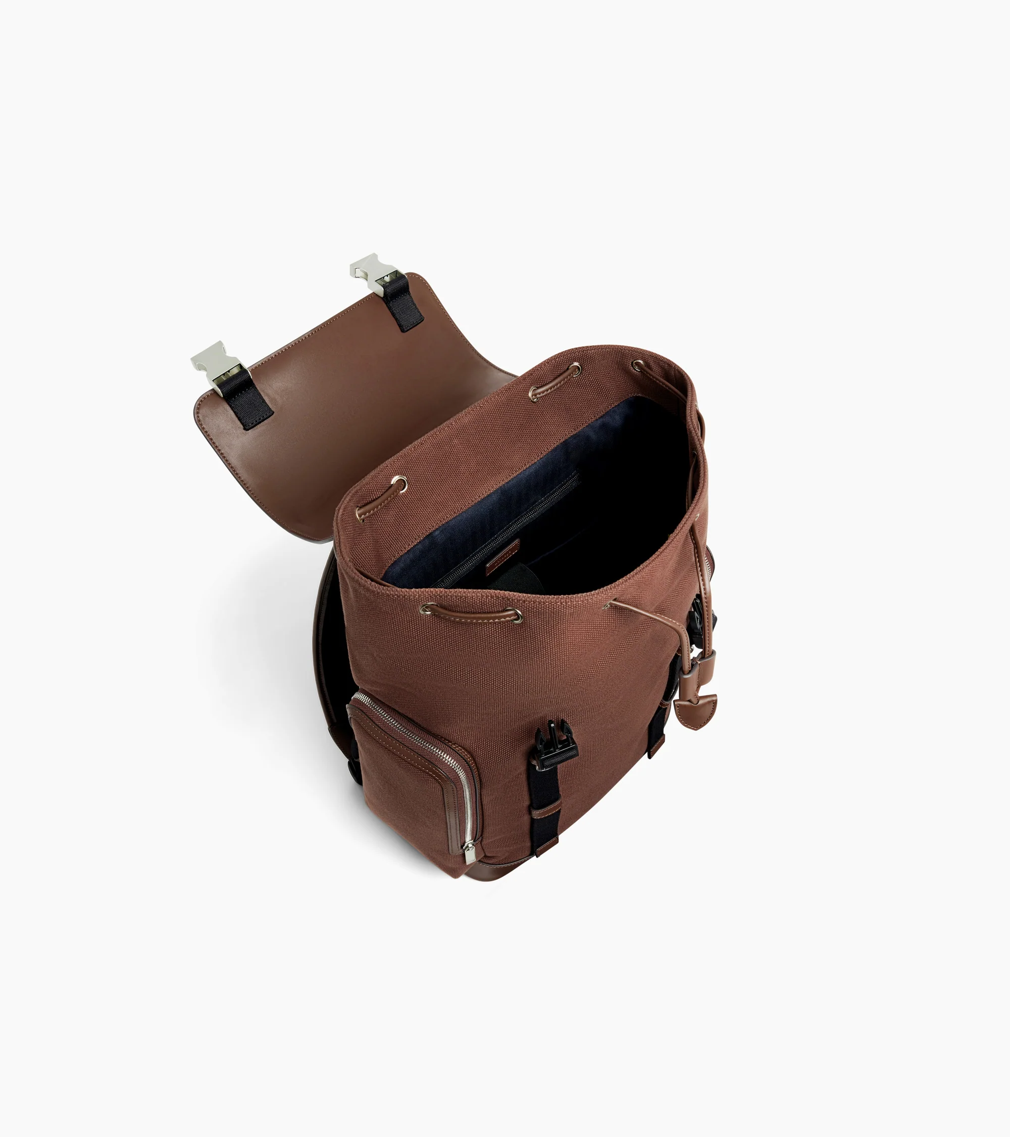 Maurice backpack with flap in cotton canvas and smooth leather - Image 4