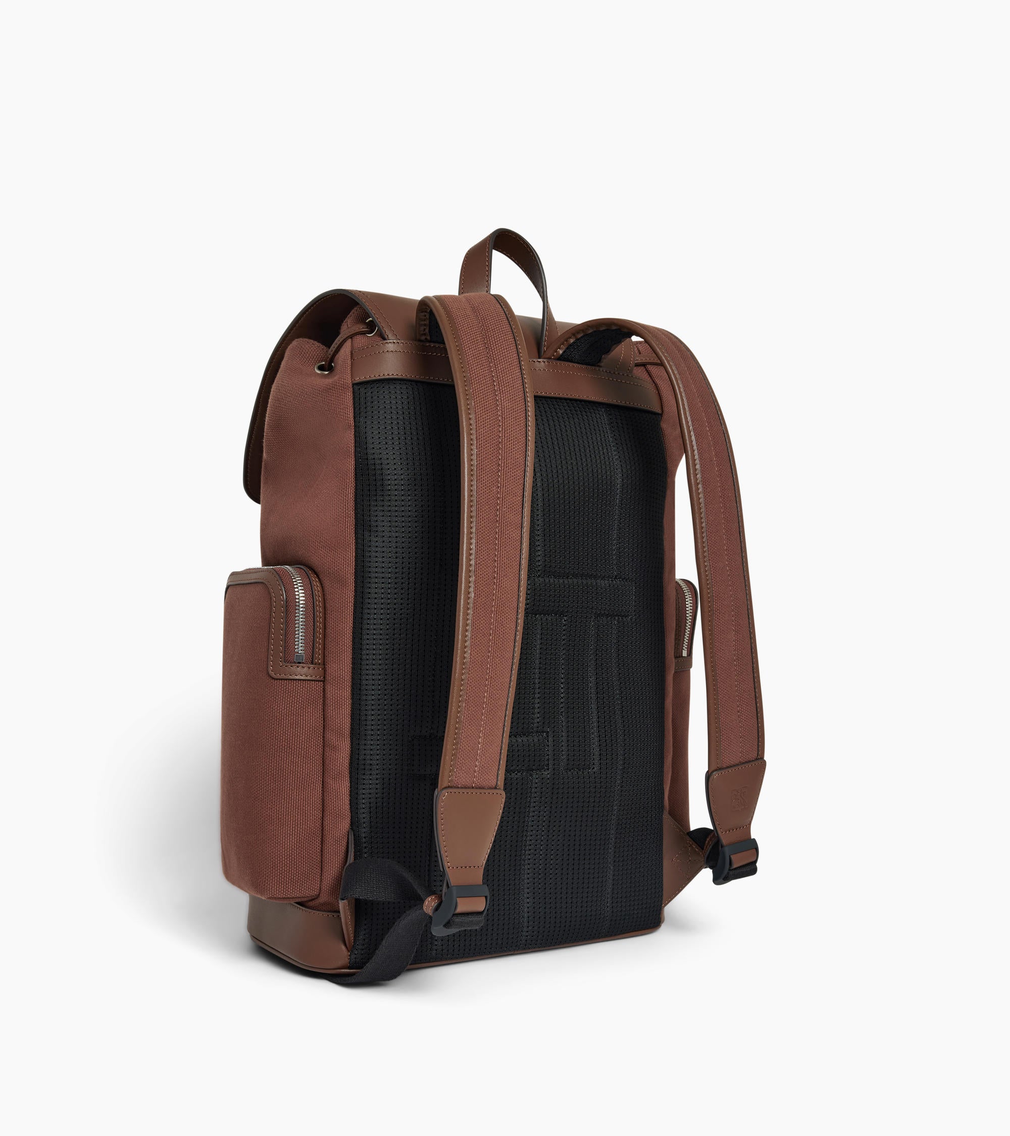 Maurice backpack with flap in cotton canvas and smooth leather - Image 5