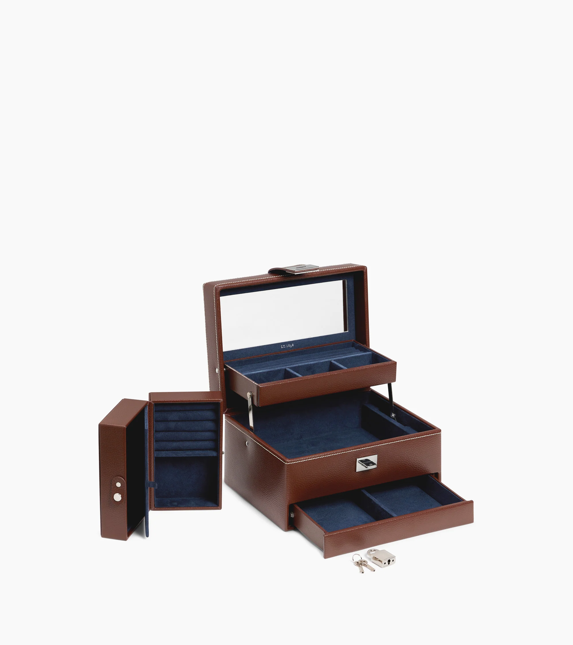 Medium automatic opening jewelry box in leather - Image 2