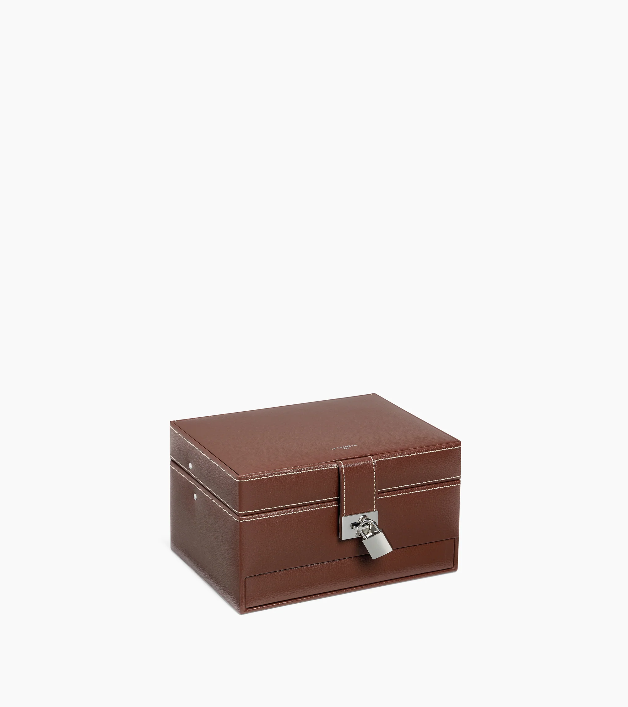 Medium automatic opening jewelry box in leather - Image 4