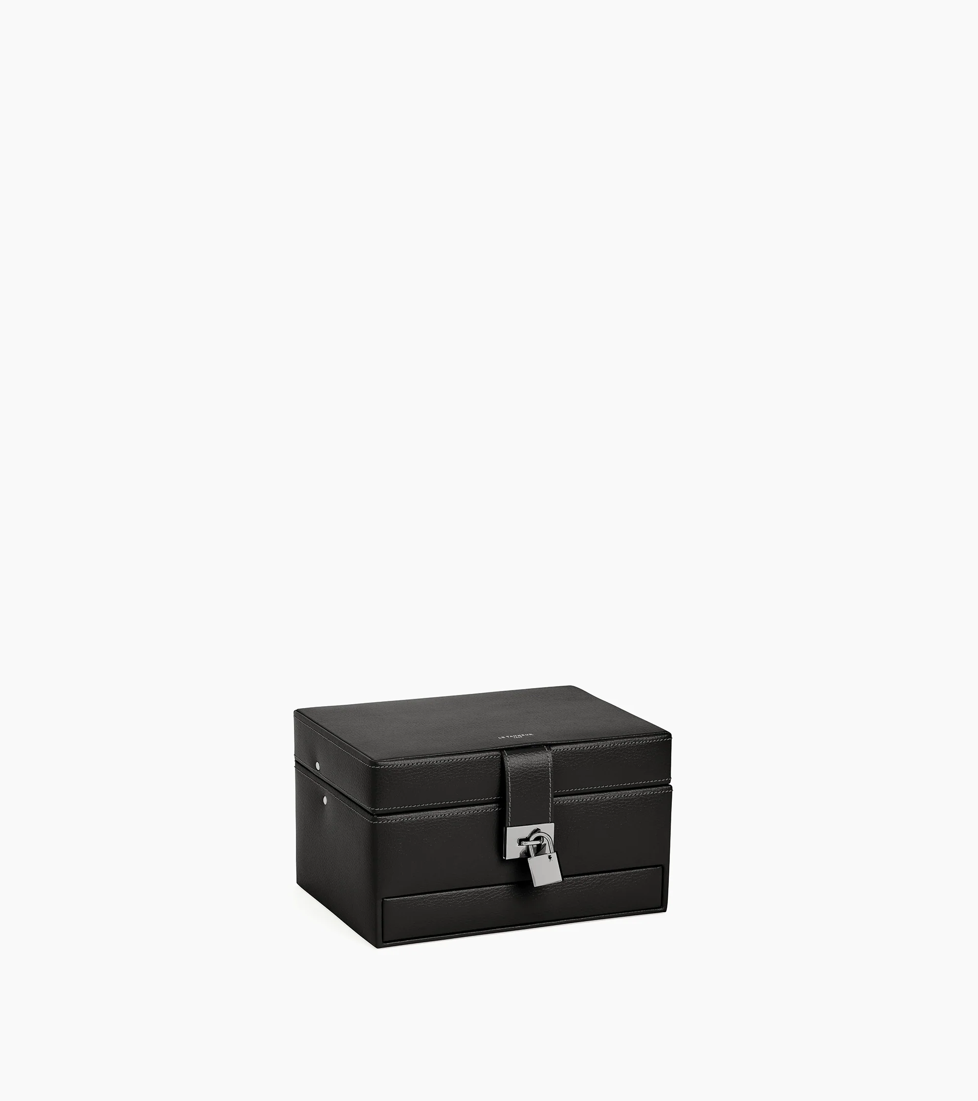 Medium automatic opening jewelry box in leather - Image 3