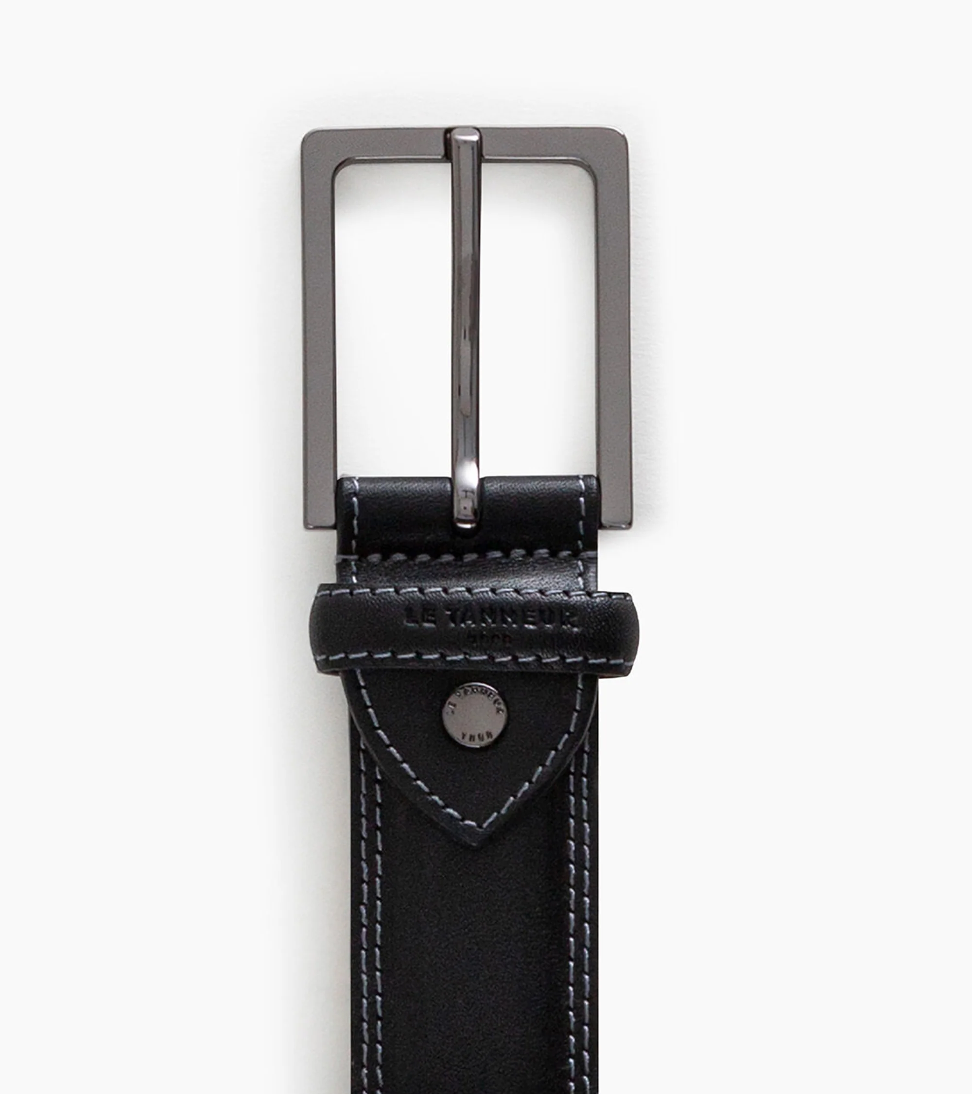 Men's belt with square buckle in smooth leather - Image 3
