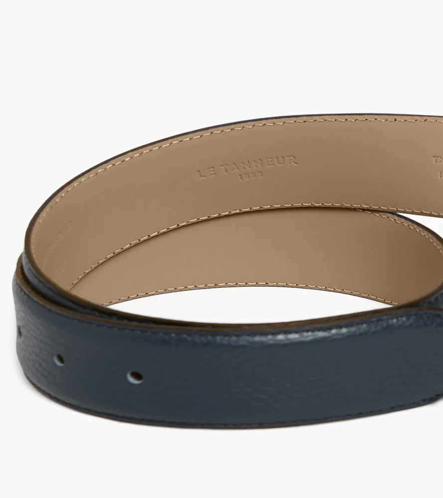 Men's belt with rectangular buckle in grained leather - Image 3