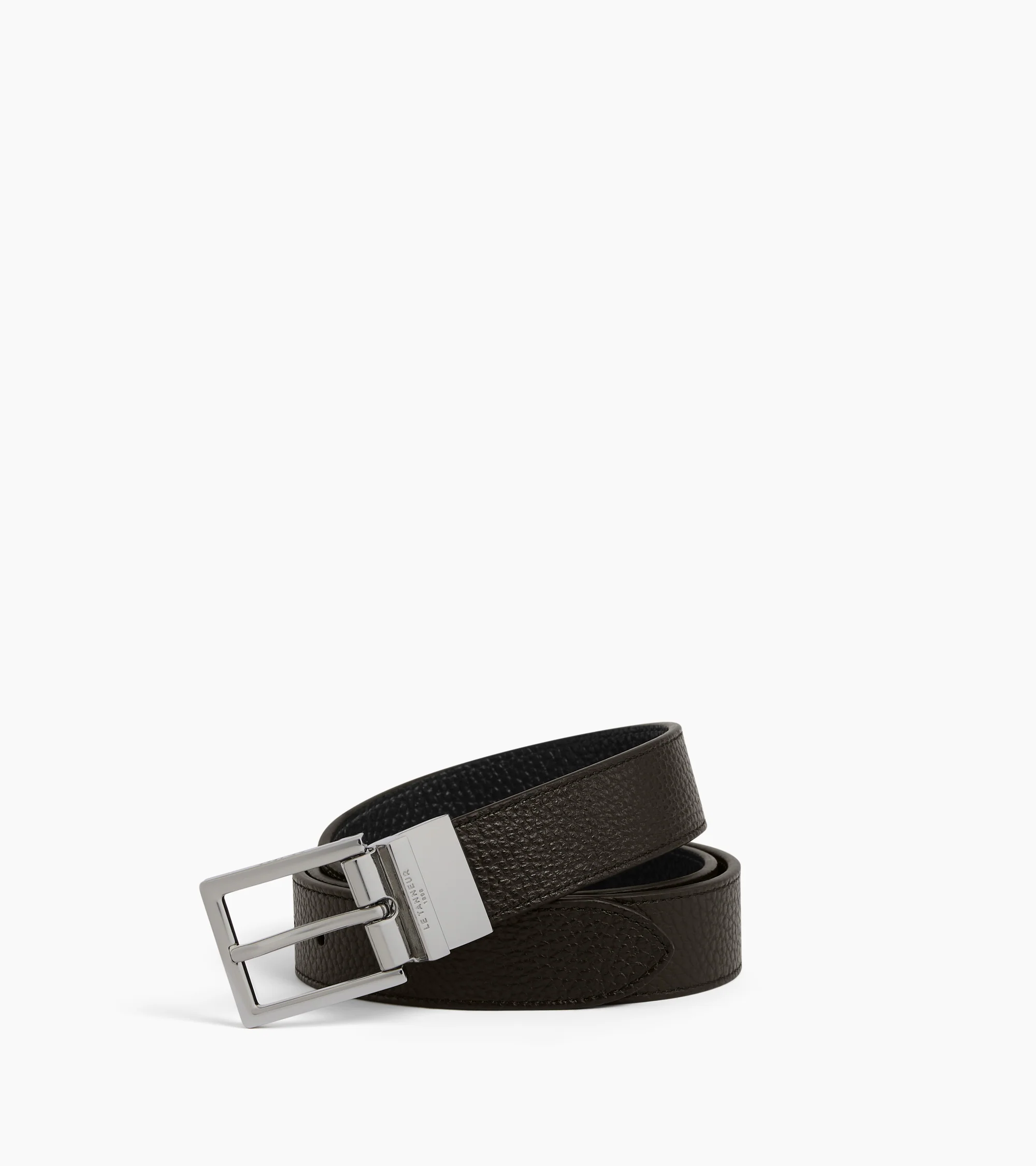 Reversible men's belt with rectangular buckle in grained leather - Image 2