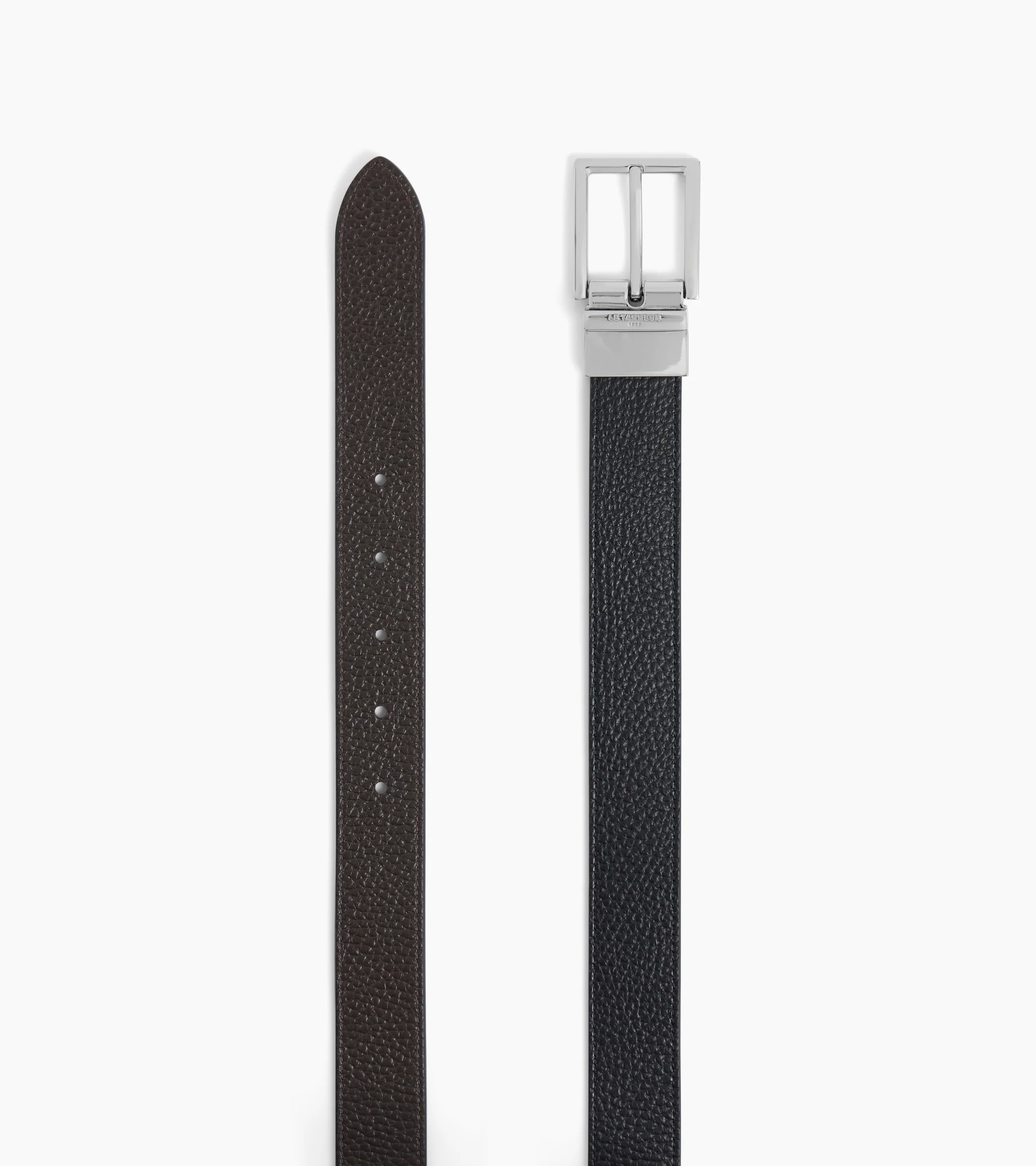 Reversible men's belt with rectangular buckle in grained leather - Image 3
