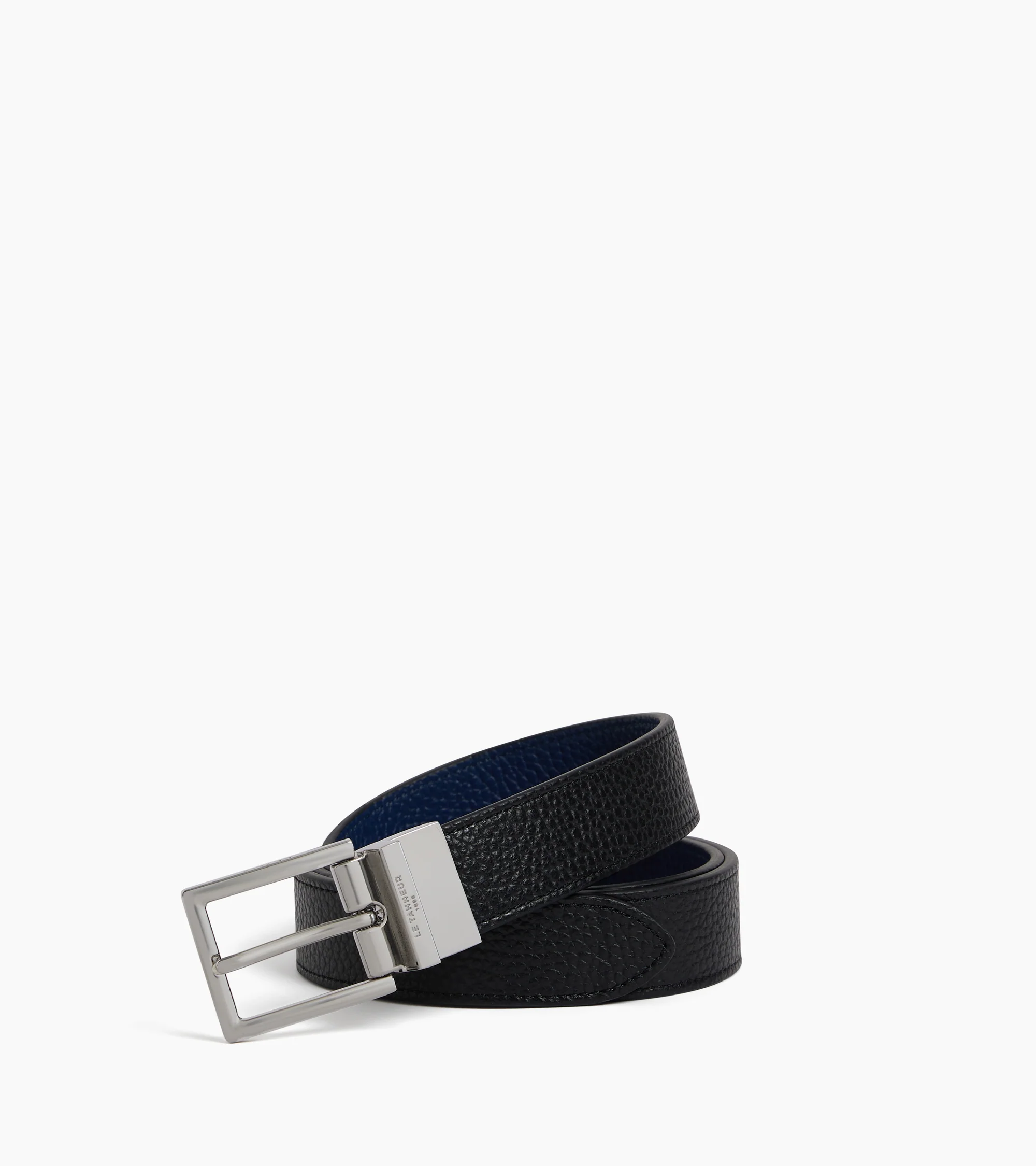 Reversible men's belt with rectangular buckle in grained leather - Image 2
