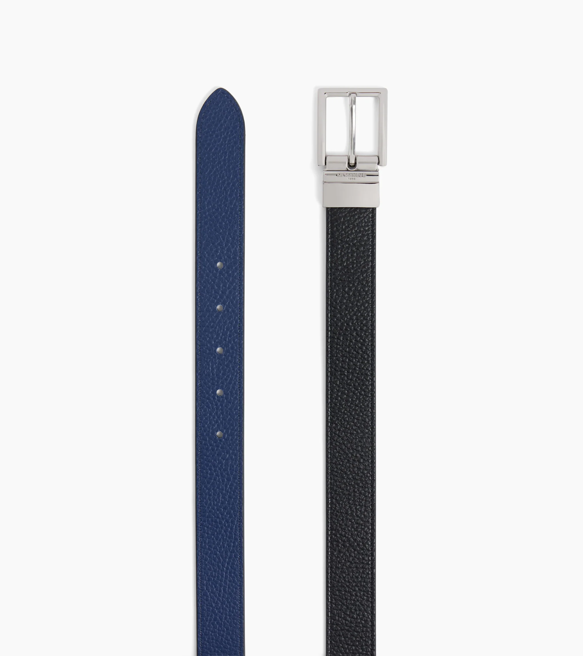 Reversible men's belt with rectangular buckle in grained leather - Image 3