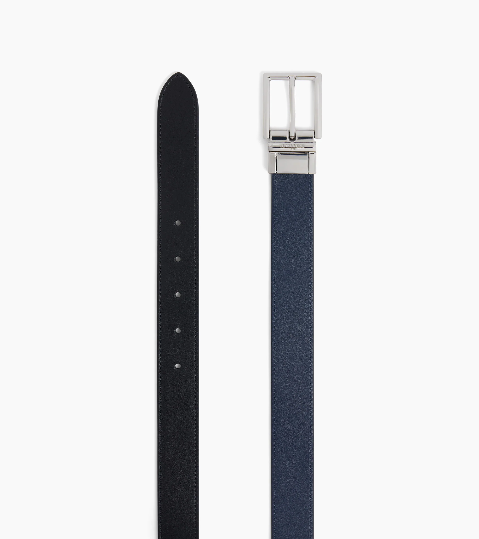 Men's belt with rectangular buckle in grained leather - Image 3