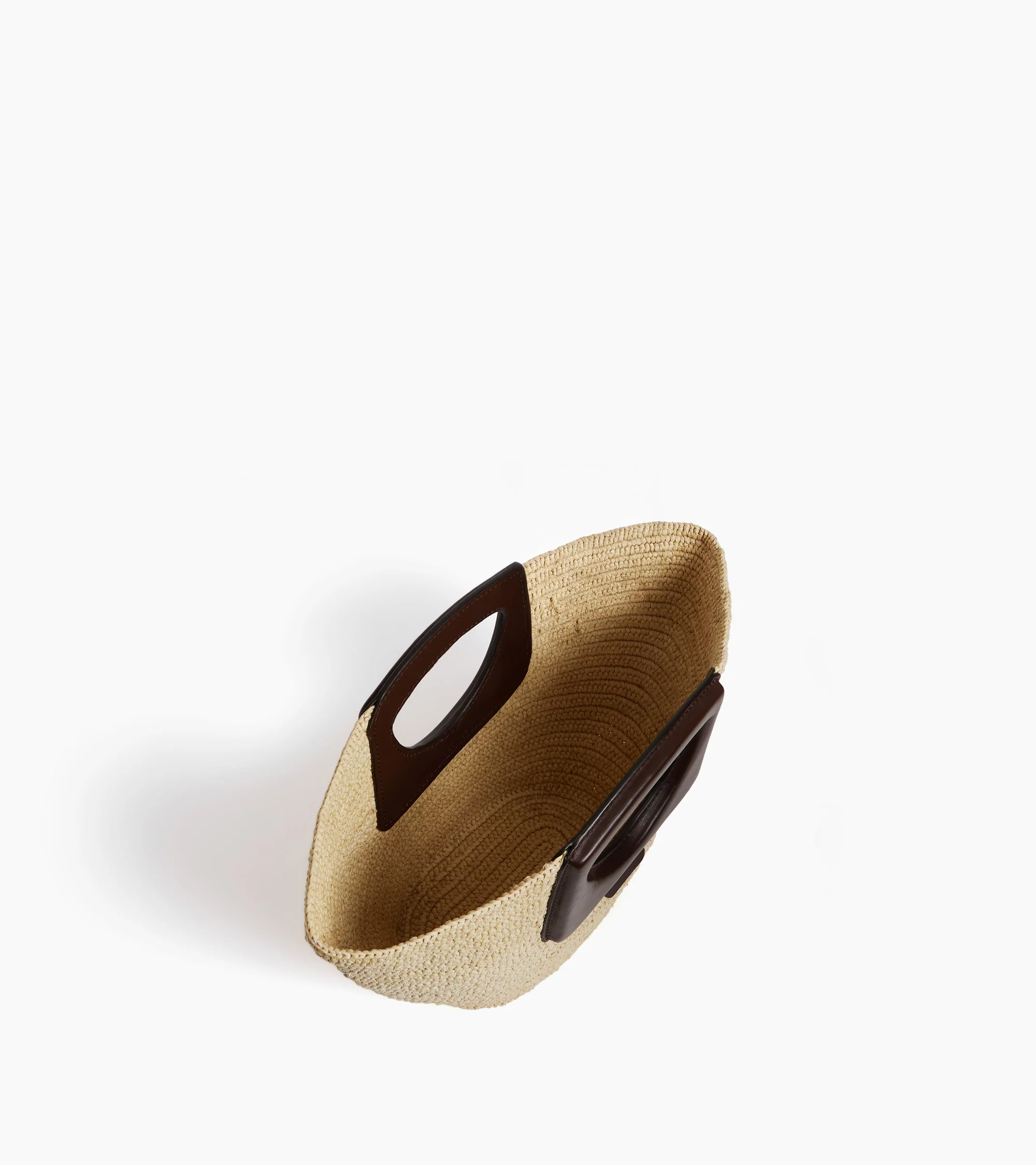 Small handbag in natural raffia and smooth vegetable leather - Image 3