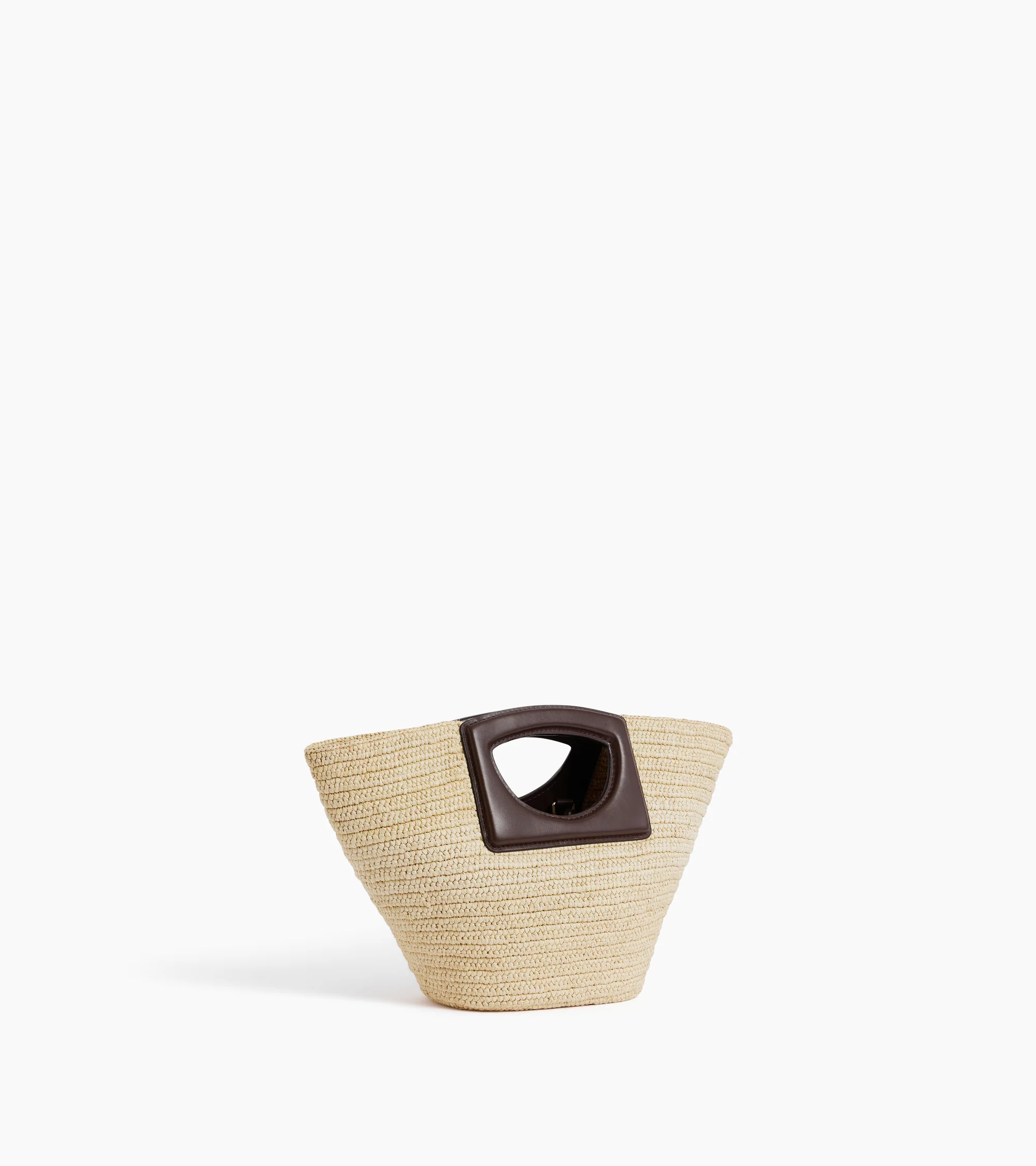 Small handbag in natural raffia and smooth vegetable leather - Image 4