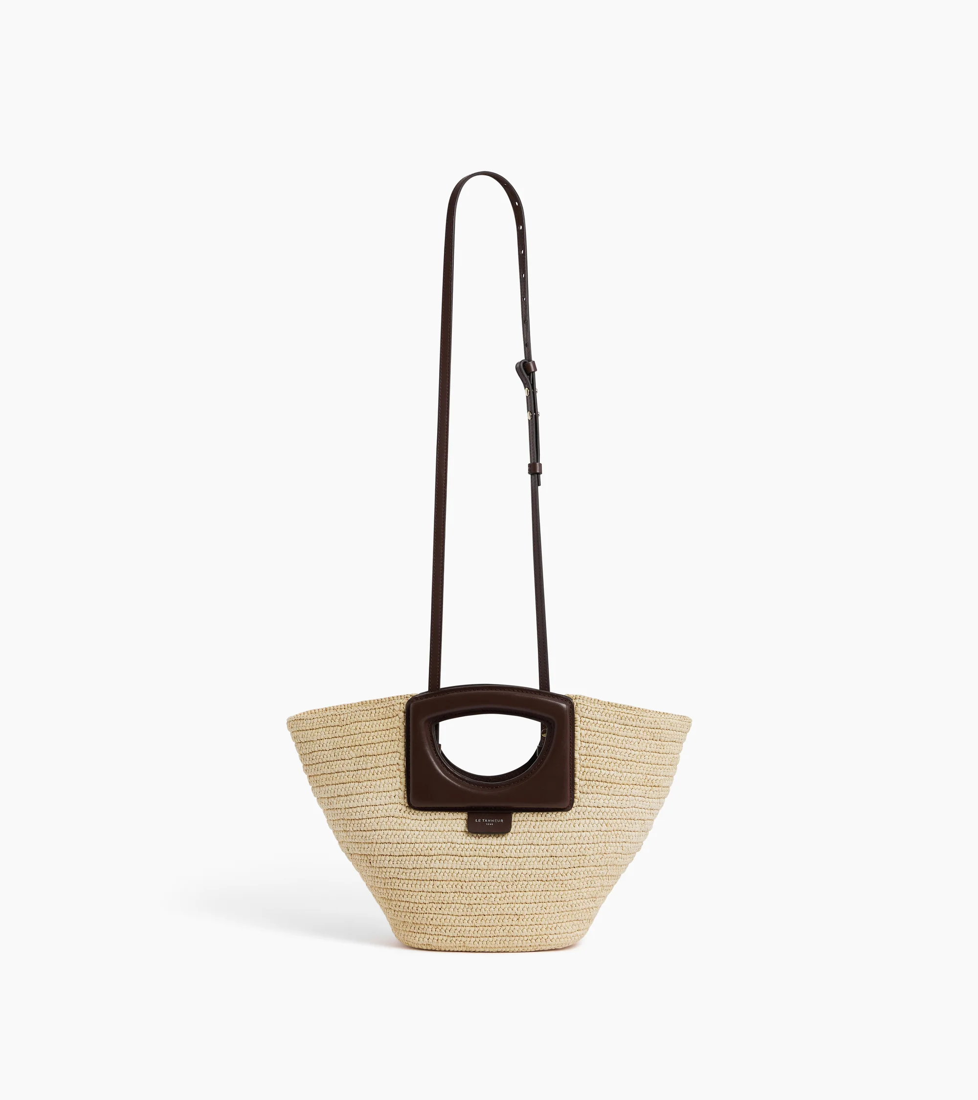 Small handbag in natural raffia and smooth vegetable leather - Image 5