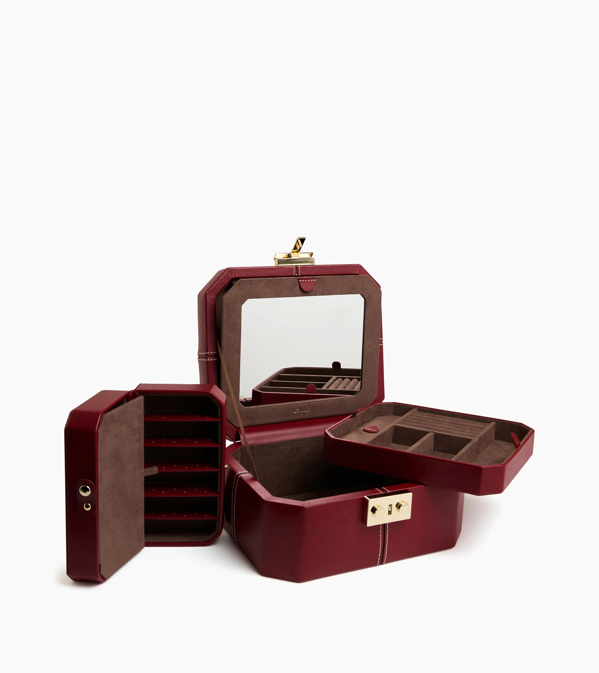 Small jewellery box with T-clasp in leather - Image 2