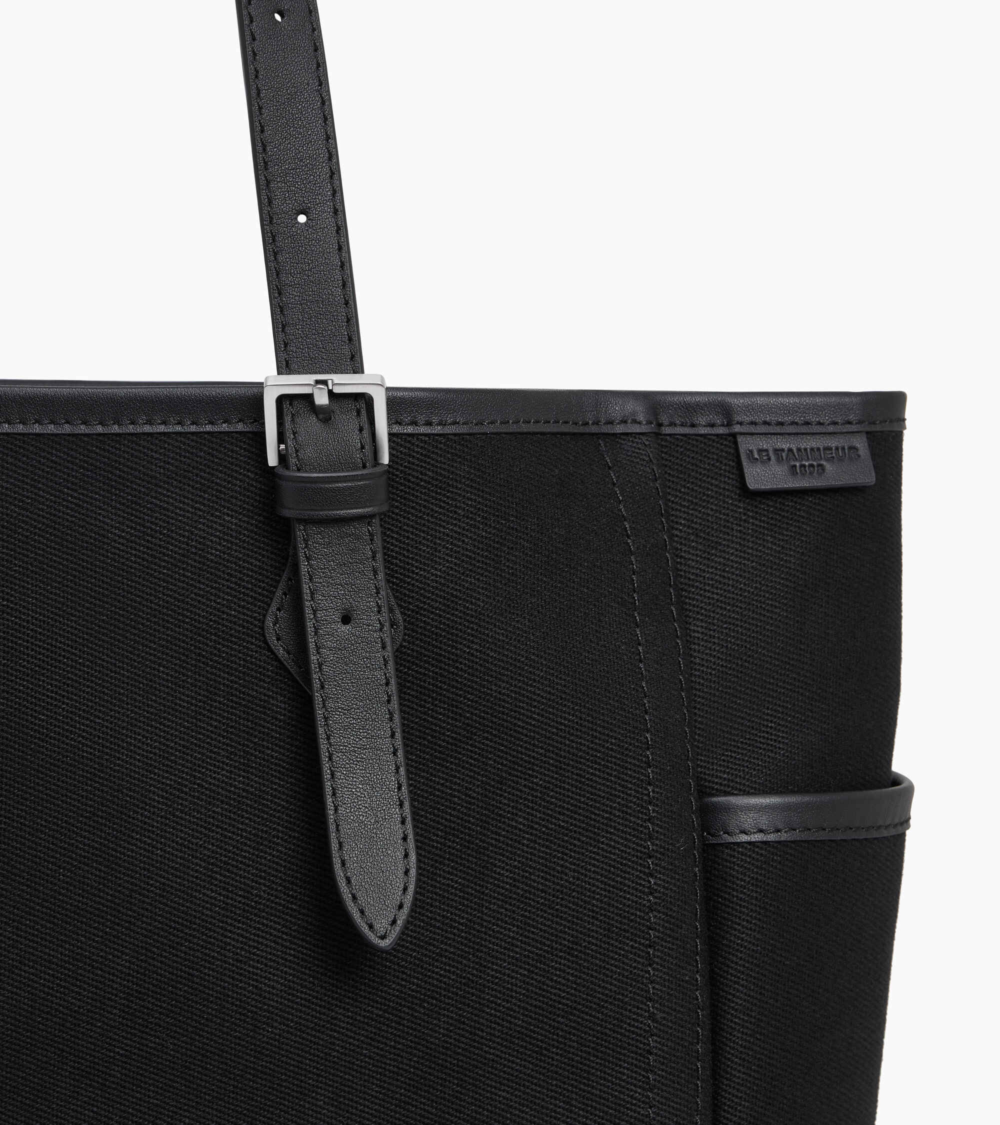 Solveig medium tote bag in cotton canvas and smooth leather - Image 3